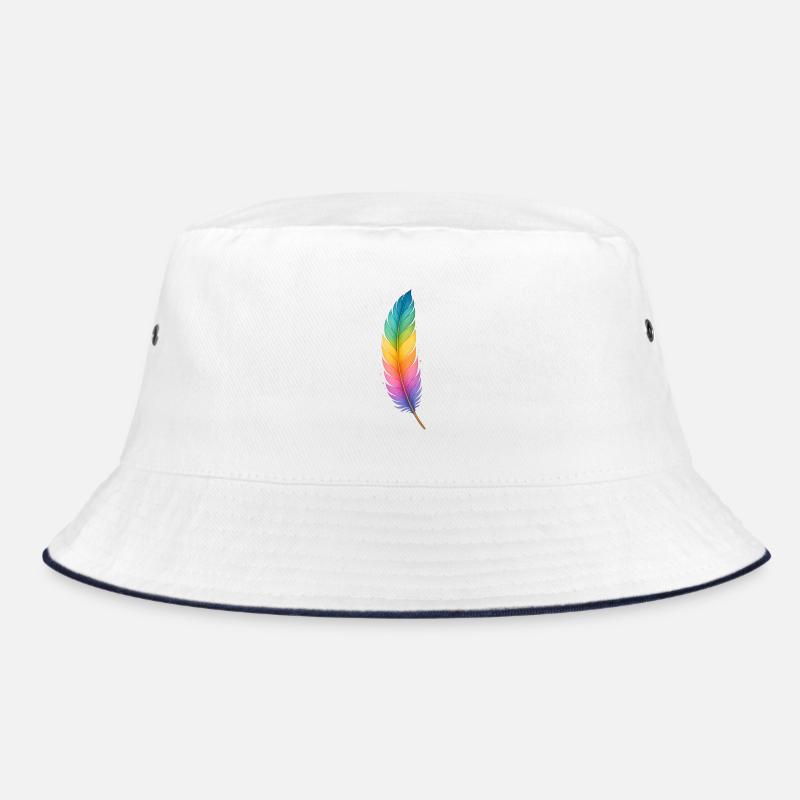 Colorful Feather – Sanfte Kraft in Regenbogenfarbe Bucket Hat