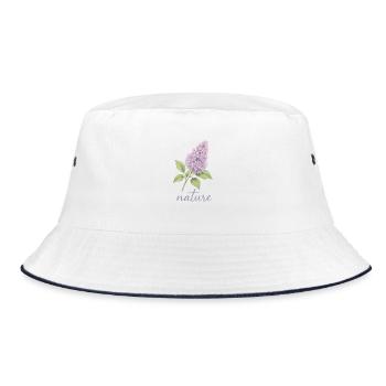 Lilac Nature Design - Flower Trend Motif - Bucket Hat - white/navy - Front
