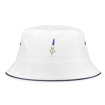 Lavendelblüte – zarte Naturkunst - Bucket Hat - Weiß/Navy - Vorne