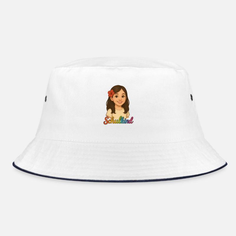 Schulkind Mädchen mit Blüte – Einschulung Motiv Bucket Hat