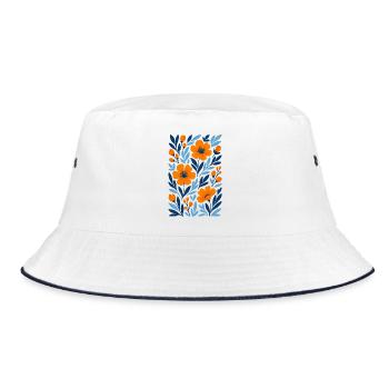 Fleurs graphiques - Design floral moderne - Bob - blanc/marine - Devant
