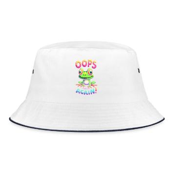 Colorful Frog with Optimistic Message - Bucket Hat - white/navy - Front