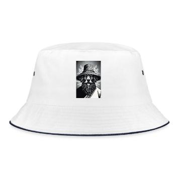 Der wachsame Hund - Bucket Hat - Weiß/Navy - Vorne