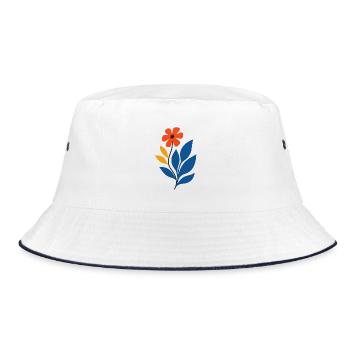 Floral power – powerful & creative - Bucket Hat - white/navy - Front