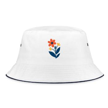 Florale Formen – frisch & farbenfroh - Bucket Hat - Weiß/Navy - Vorne