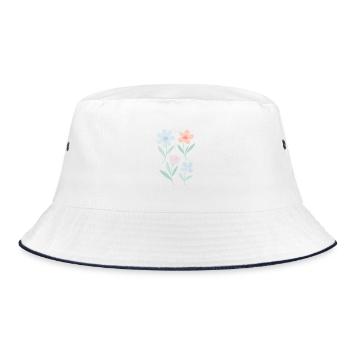 Soft Flowers – pastellig & verspielt - Bucket Hat - Weiß/Navy - Vorne