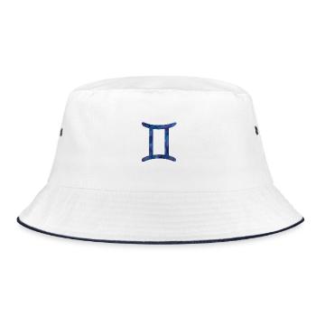 Zwilling Sternzeichen – Galaxie-Aquarell - Bucket Hat - Weiß/Navy - Vorne