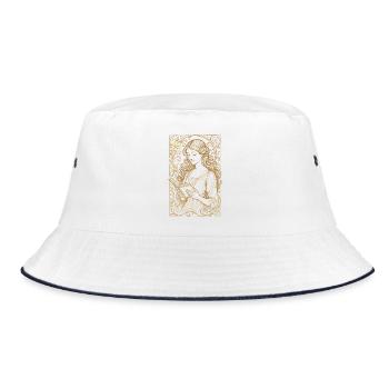 Book Books Reading Mrs. Art Nouveau Gift - Bucket Hat - white/navy - Front