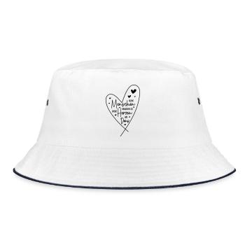 Kleine Menschen brauchen so große Herzen wie Deins - Bucket Hat - Weiß/Navy - Vorne