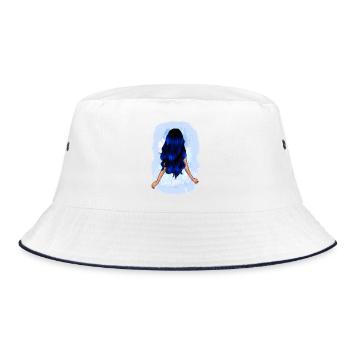 belle fille aux longs cheveux bleus - Bob - blanc/marine - Devant