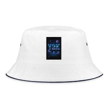 Y2K 2000er Trend - Bucket Hat - Weiß/Navy - Vorne