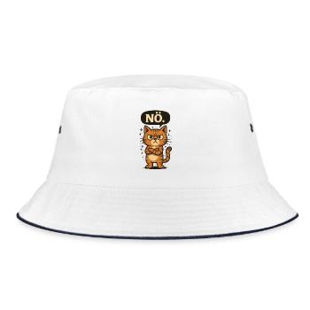 Statement Nö Katze Nein Spruch - Bucket Hat - Weiß/Navy - Vorne
