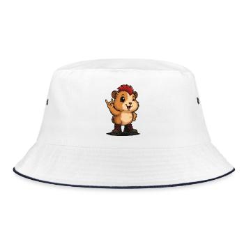 Punk Rock Meerschweinchen - Bucket Hat - Weiß/Navy - Vorne