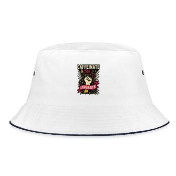 Caffeinate & Liberate. - Bucket Hat - white/navy - Front