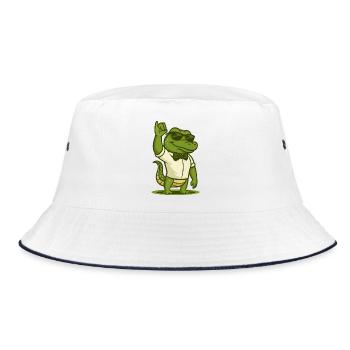 Salt Shaker Crocodile - Bucket Hat - white/navy - Front
