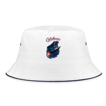 Calisthenics Astronaut Push-ups Rocket Gift - Bucket Hat - white/navy - Front