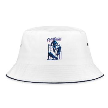 Calisthenics Astronaut Dips Push-ups Gift - Bucket Hat - white/navy - Front