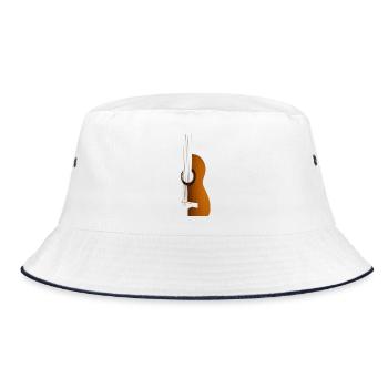 Acoustic guitar in classical wood - Bucket Hat - white/navy - Front