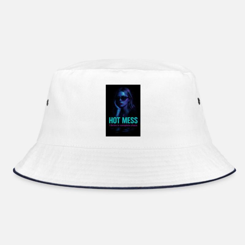Hot Mess - Bucket Hat - white/navy