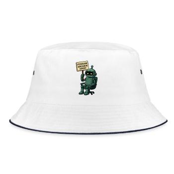 Systemfehler entdeckt – Denk selbst! Roboter - Bucket Hat - Weiß/Navy - Vorne
