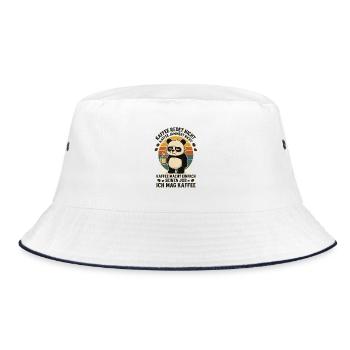 Coffee doesn't talk, I like Coffee Panda - Bucket Hat - white/navy - Front