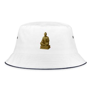 Meditative monk using smartphone - Bucket Hat - white/navy - Front