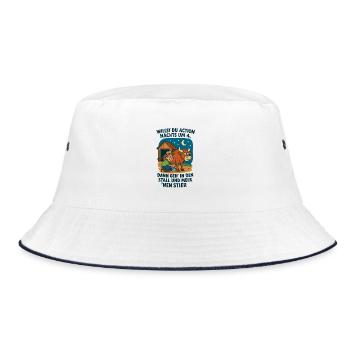 Action nachts um 4 melk nen Stier - Bucket Hat - Weiß/Navy - Vorne