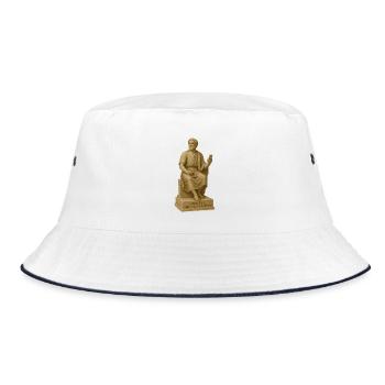Antiker Philosophenstatue mit Smartphone - Bucket Hat - Weiß/Navy - Vorne