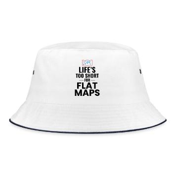 Das Leben ist zu kurz für flache Karten Weltkarte GIS - Bucket Hat - Weiß/Navy - Vorne