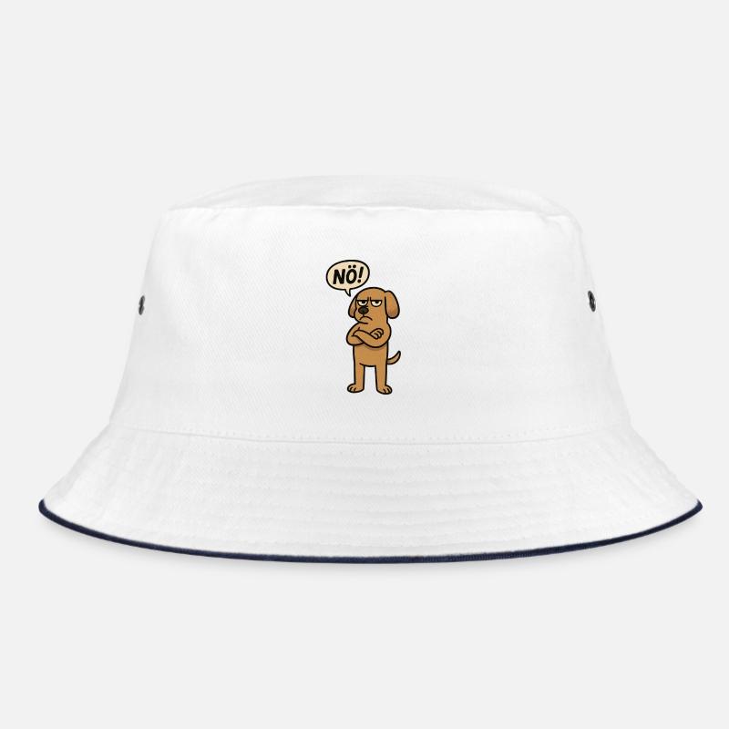Nö lustiger Spruch Hund - Bucket Hat - Weiß/Navy