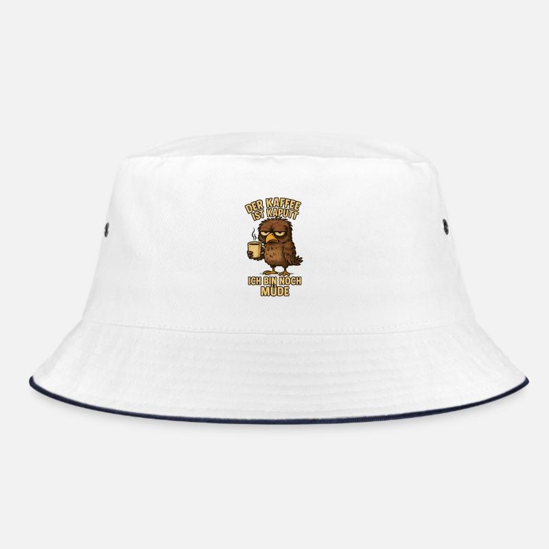 Der frühe Vogel Kaffee Spruch lustig - Bucket Hat - Weiß/Navy