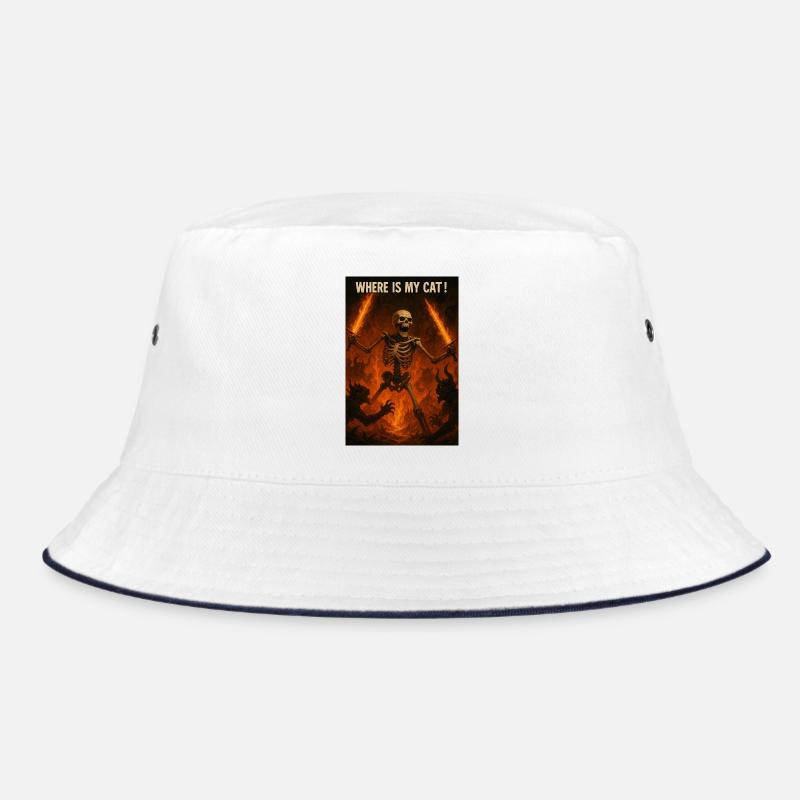 Where is my Cat! - Bucket Hat - white/navy