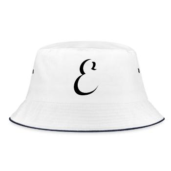 Letter E, name, the letter E - Bucket Hat - white/navy - Front