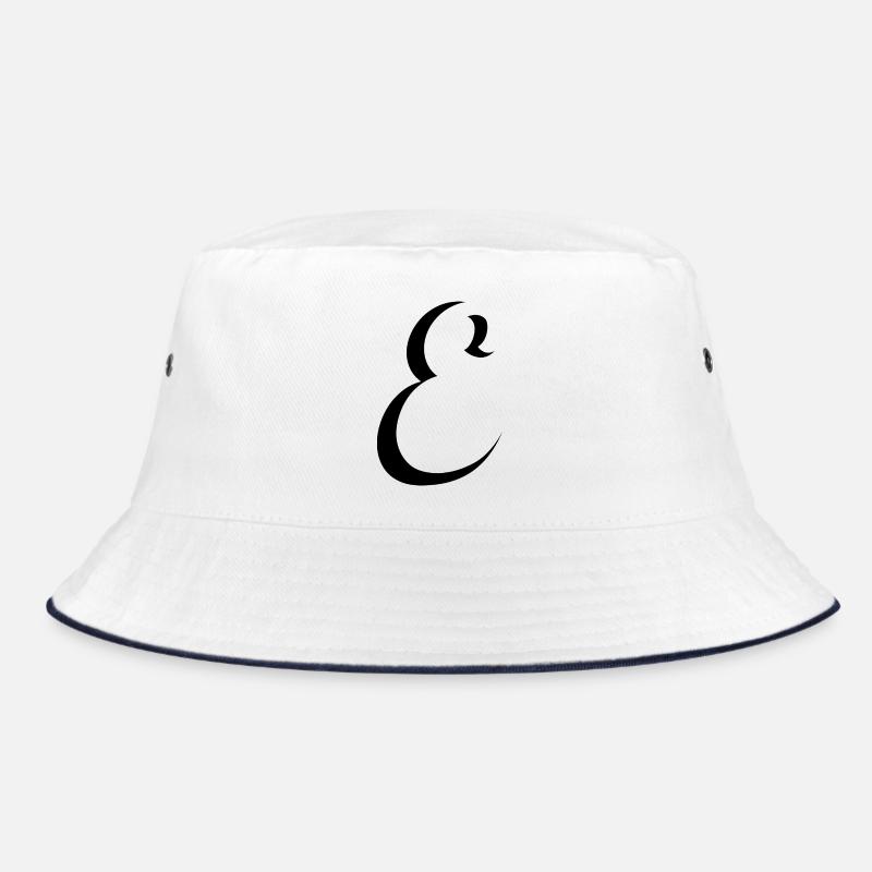 Letter E, name, the letter E - Bucket Hat - white/navy