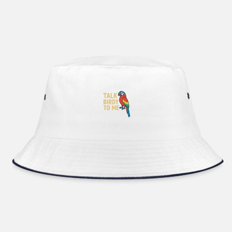 Sprich Birdy mit mir Bunter Papagei - Bucket Hat - Weiß/Navy