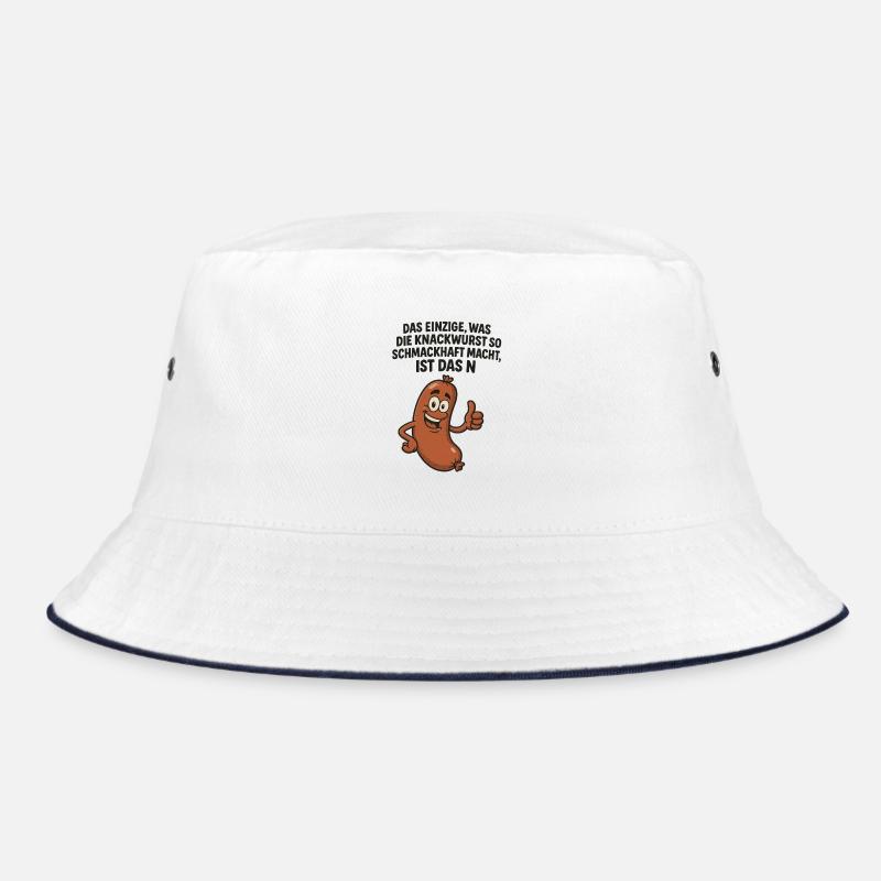 Knackwurst Lustiger Spruch - Bucket Hat - Weiß/Navy