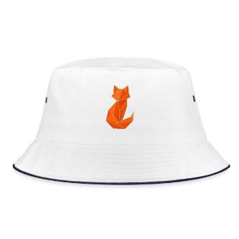 Geometric Fox - Stylish Origami Design - Bucket Hat - white/navy - Front