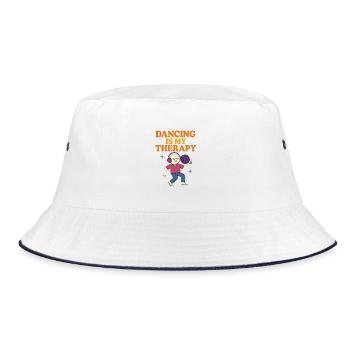 Tanzen ist meine Therapie Retro-Design - Bucket Hat - Weiß/Navy - Vorne