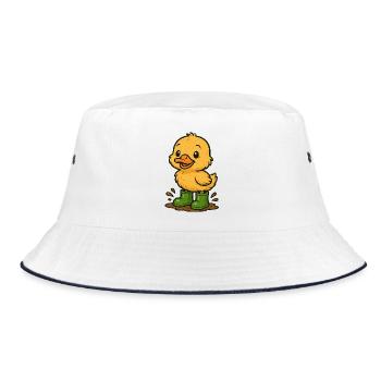 Cute duckling with rubber boots - Bucket Hat - white/navy - Front