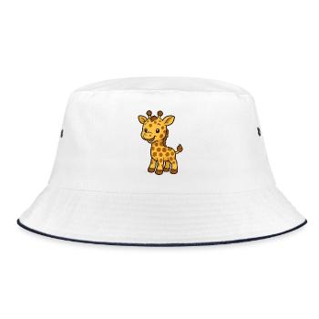 Süßer Giraffenfreund Kindermotiv - Bucket Hat - Weiß/Navy - Vorne