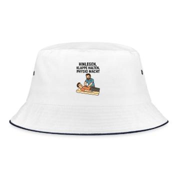 Lie down, shut up, physio POWER - Bucket Hat - white/navy - Front