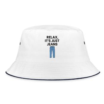 Relax It's Just Jeans Graphic Tee - Bucket Hat - white/navy - Front