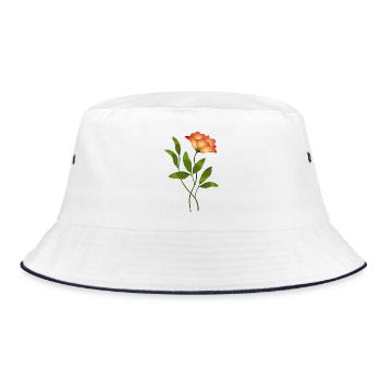 Floral illustration with contrasting shades - Bucket Hat - white/navy - Front