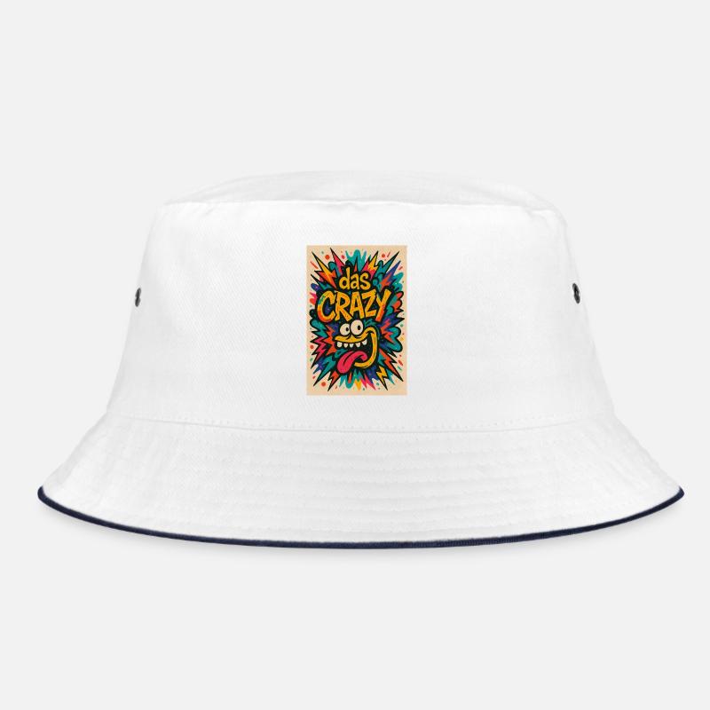 Buntes Comic-Design mit Cartoon-Motiv das Crazy  Bucket Hat