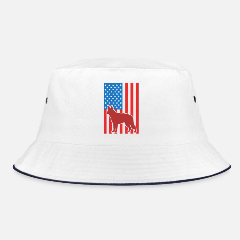 German Shepherd US Flag Bucket Hat