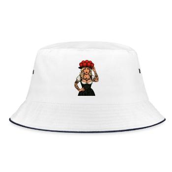 Bollenhut Tattoo Girl Feldberg Black Forest Traditional Costume - Bucket Hat - white/navy - Front
