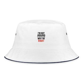 Ich bringe keine Argumente vor Text - Bucket Hat - Weiß/Navy - Vorne
