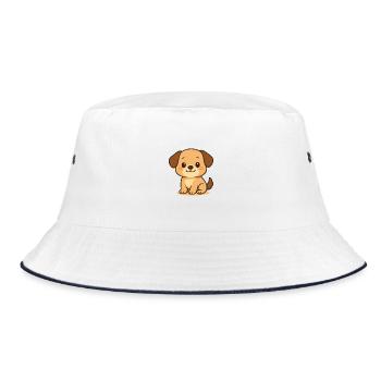Niedlicher Welpen-Design für Kinderbekleidung  - Bucket Hat - Weiß/Navy - Vorne