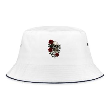 Crâne gothique avec motif de roses romantiques - Bob - blanc/marine - Devant