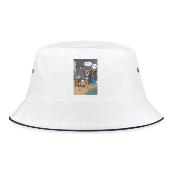 Superhero Cat Splash — Regretful Goldfish Saga - Bucket Hat - white/navy - Front